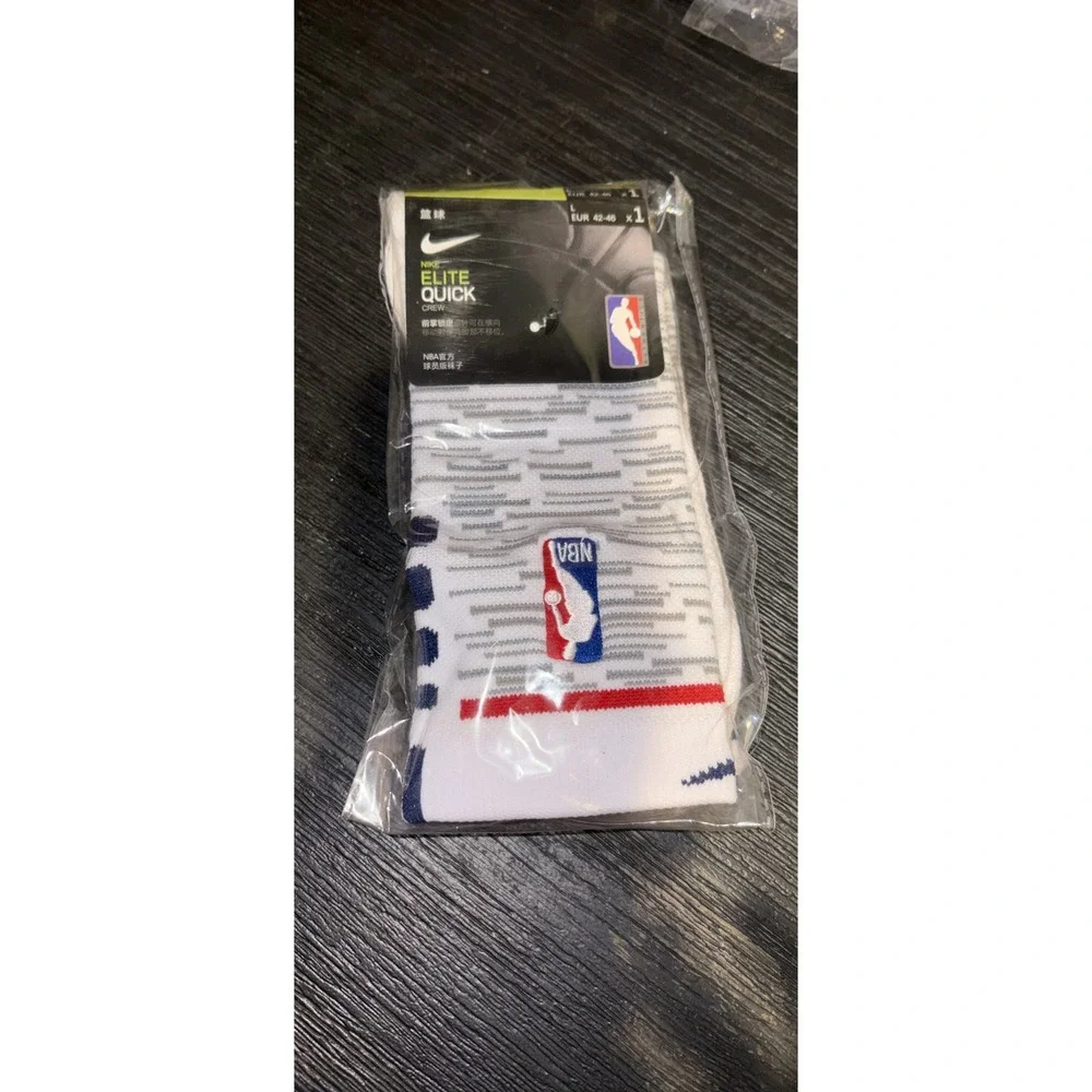 Nike Elite Quick Crew NBA Basketball Socks Mens Large White Blue Red, USA USMNT